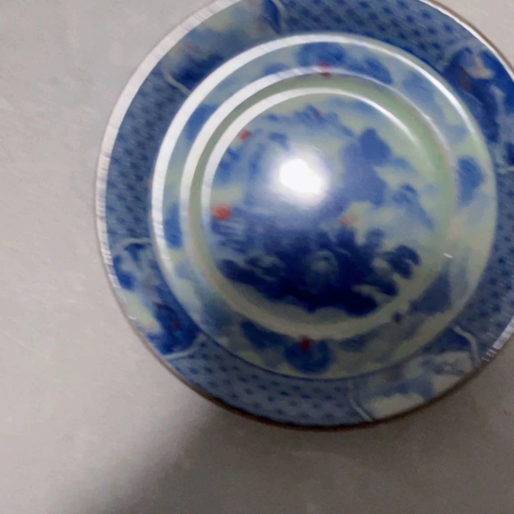 瓷片独*者景德镇老陶泥山水画小底碟