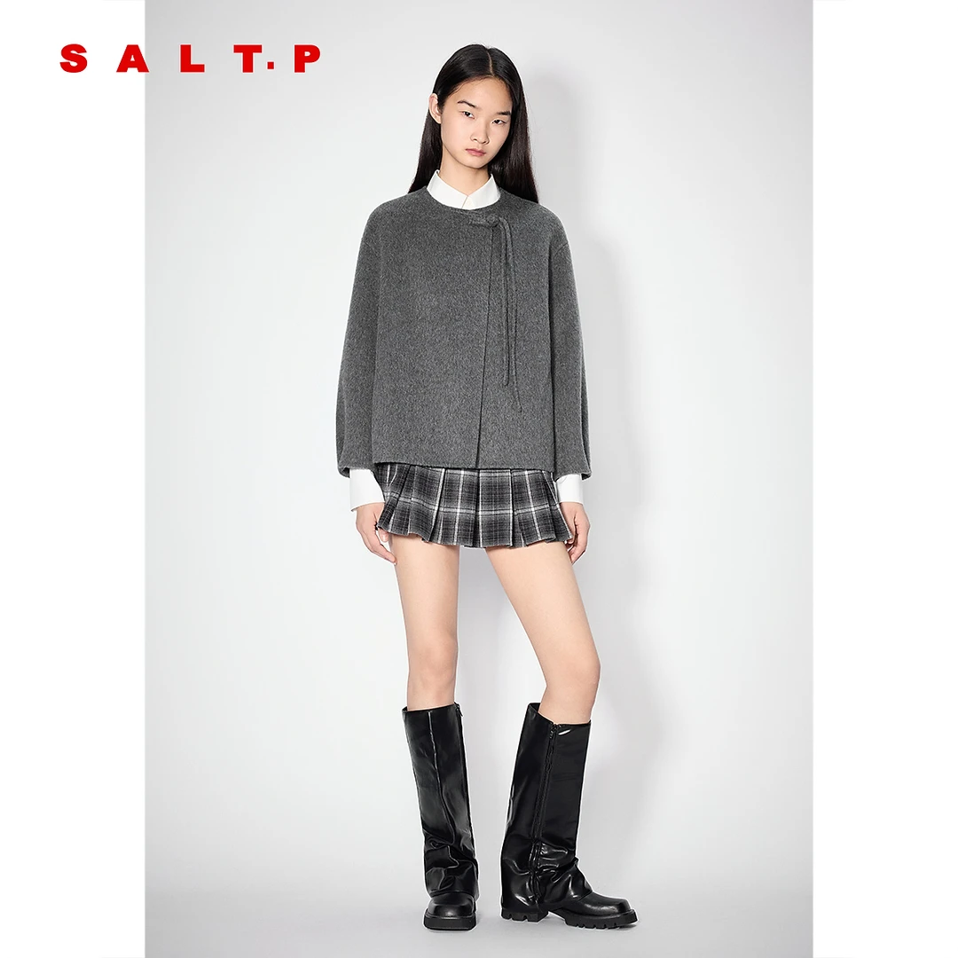 SALT.P可颜新中式毛衫裁剪毛呢外套2025秋季新款外套