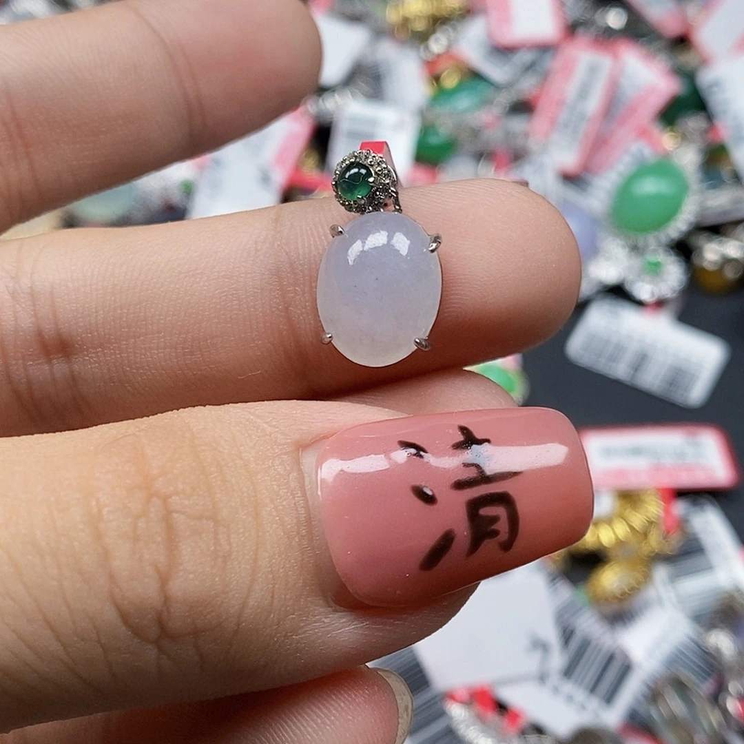 翡翠银S925镶嵌戒指天然A货缅甸翡翠