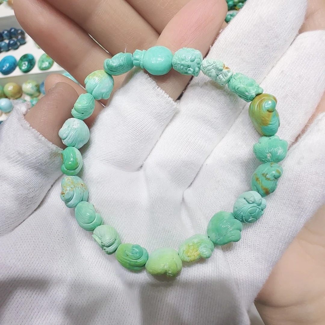 绿松石银S925镶嵌原矿绿松石