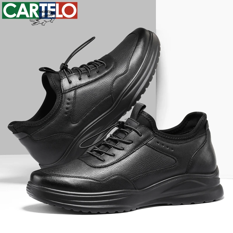 卡帝乐鳄鱼男士真皮休闲皮鞋秋冬百搭商务软底防滑皮面防水男鞋