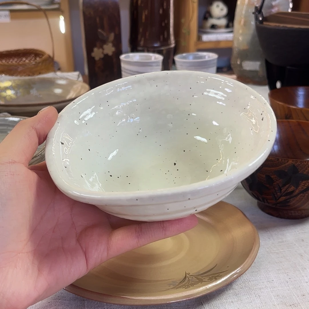 瓷片奶油风片口大碗23