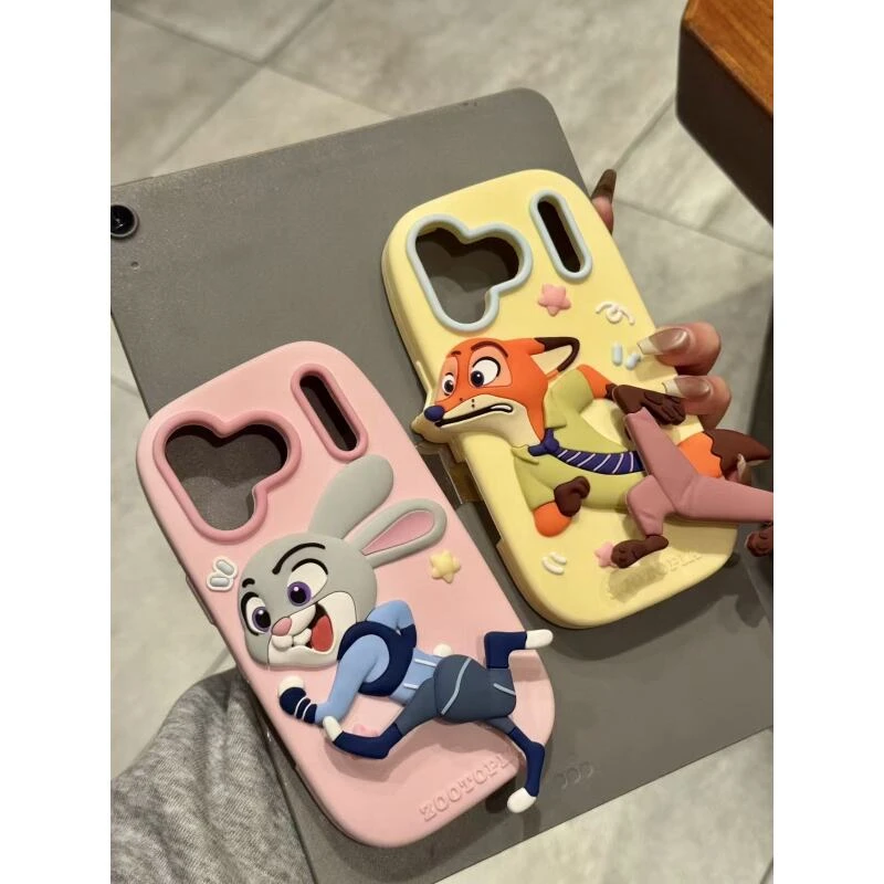 趣味创意旋转飞腿尼克朱迪适用于iphone17promax苹果16手机壳15pr