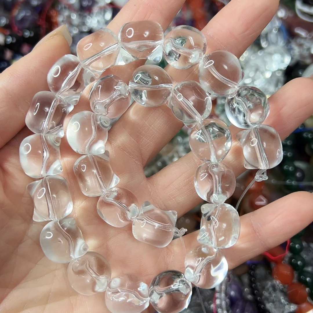 玛瑙/玉髓未镶嵌珠宝半成品，压电白水晶猫头25颗