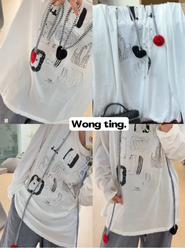 【wong_ting】印花韩版T恤长袖卡通图案防晒薄款70172