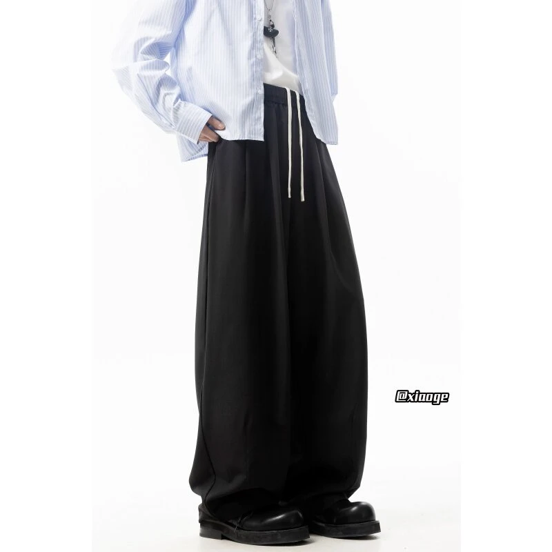 冰丝速干裤子男士春夏季2025新款腰带设计感薄款纯色青少年休闲裤