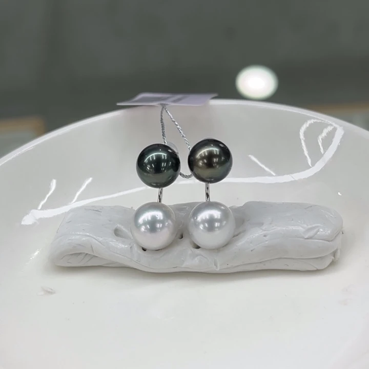 银S925镶嵌耳饰海水珍珠8-9.5m 29号