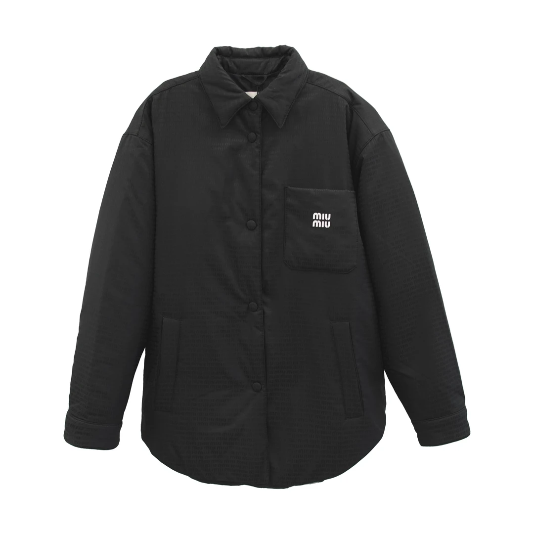 未使用 MIU MIU/缪缪 满印LOGO翻领羽绒服