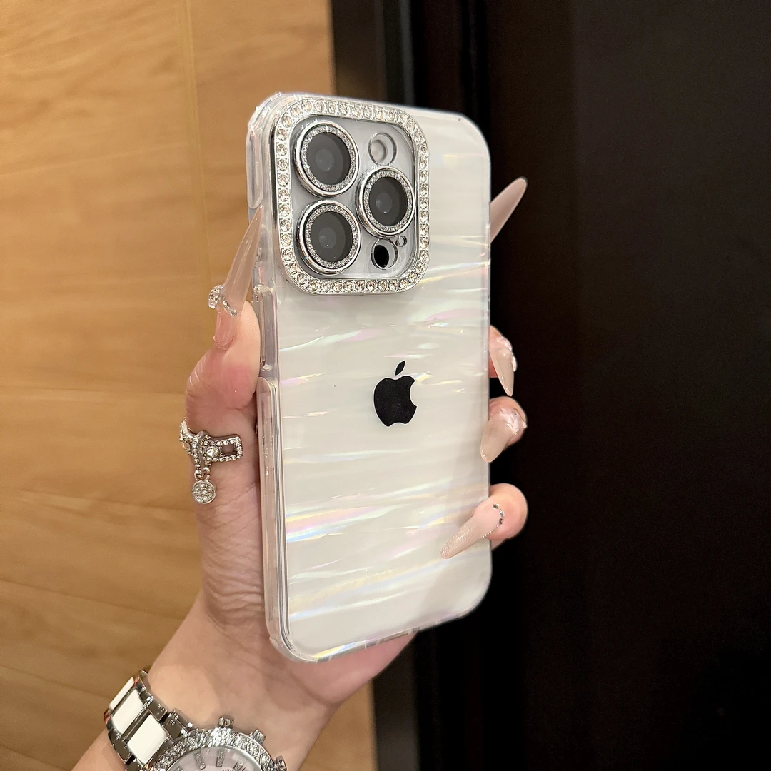 适用于iPhone16Promax手机壳闪钻苹果14Plus满钻菱纹13/12/11全包