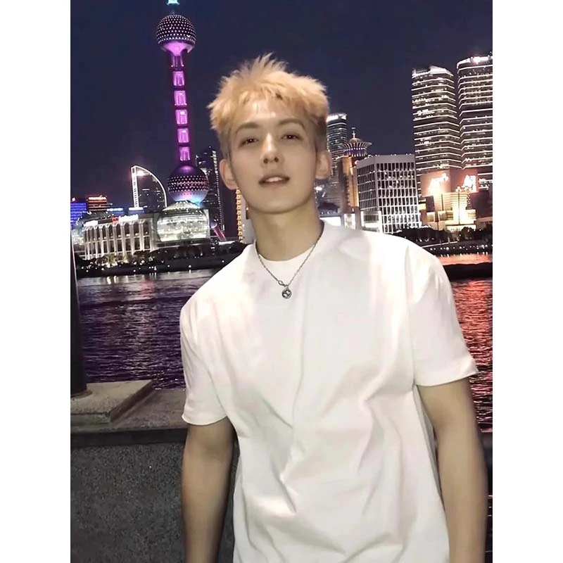 白色正肩小领口短袖男夏季cleanfit痞帅280g重磅纯棉t恤潮牌内搭
