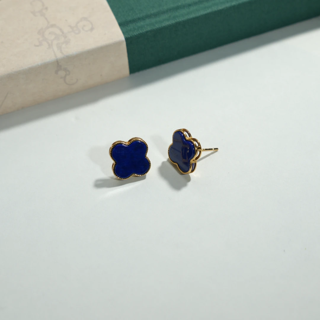 【小池专属】S925青金石四叶草耳钉  13*2 YLL0215