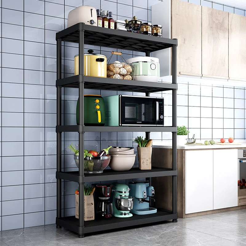厨房置物架落地多层加厚置物柜微波炉电器多功能橱柜餐边柜储物柜