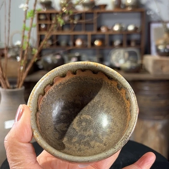 #1659柴烧裸烧窑变美人泪茶杯