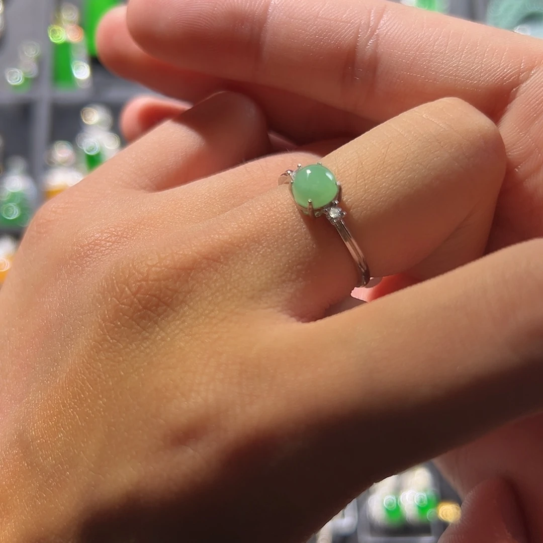 翡翠银S925镶嵌戒指