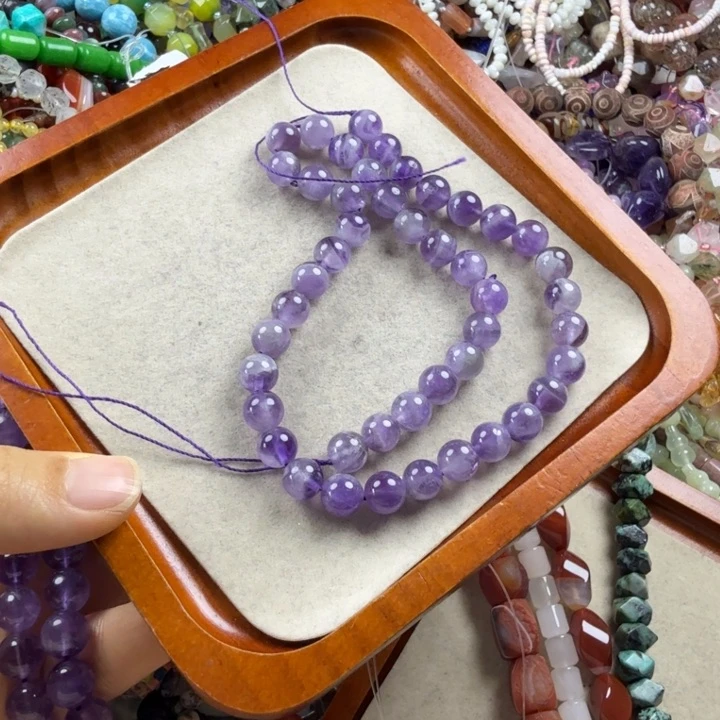 水晶珠宝半成品未镶嵌卡8紫水一条