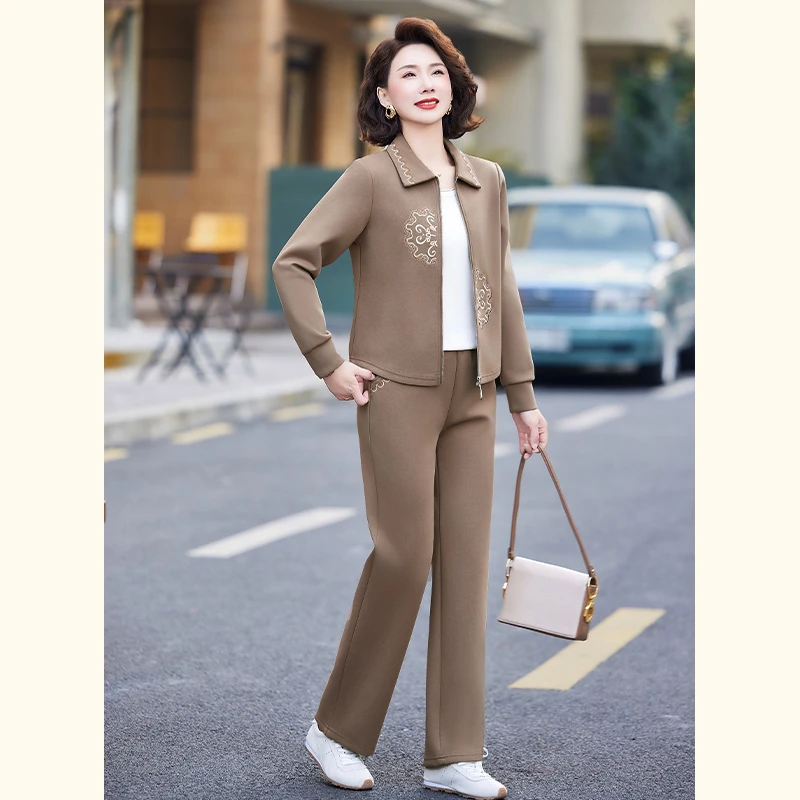 年轻妈妈春装运动服套装2025新款洋气质中老年女装春秋外套两件套