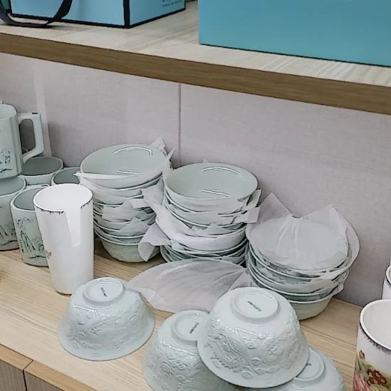 三***月45%以上骨粉骨瓷五寸青泥龙凤碗四个