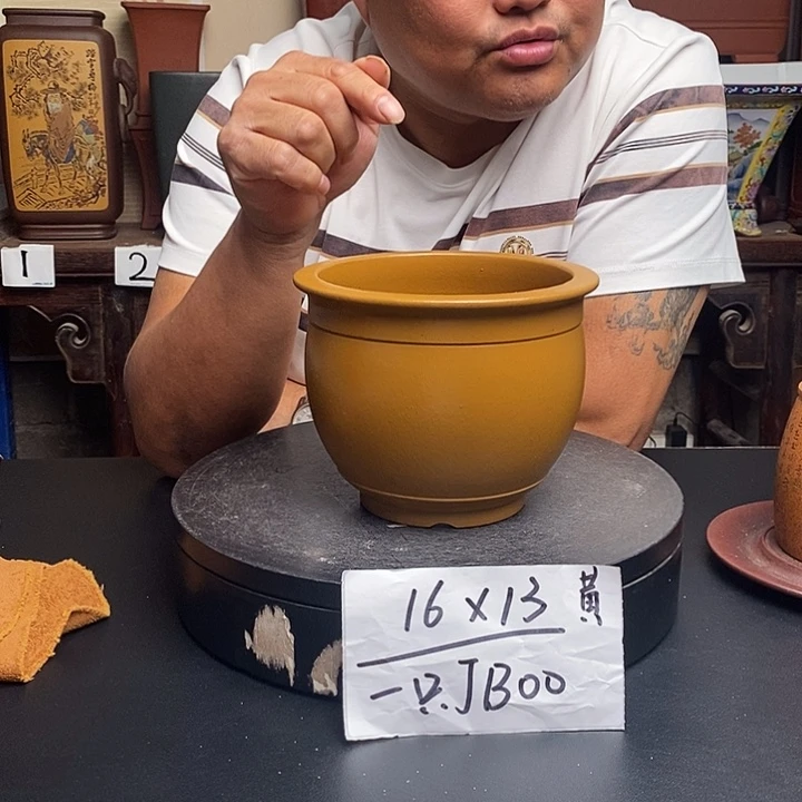 紫砂花盆货号一只JB00黄
