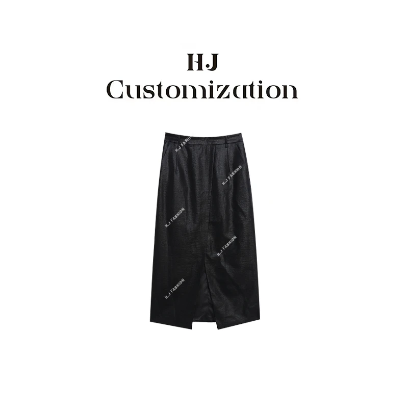 【 H·J 】“行走的气质”高级气质显瘦百搭前开叉亚麻半裙5210