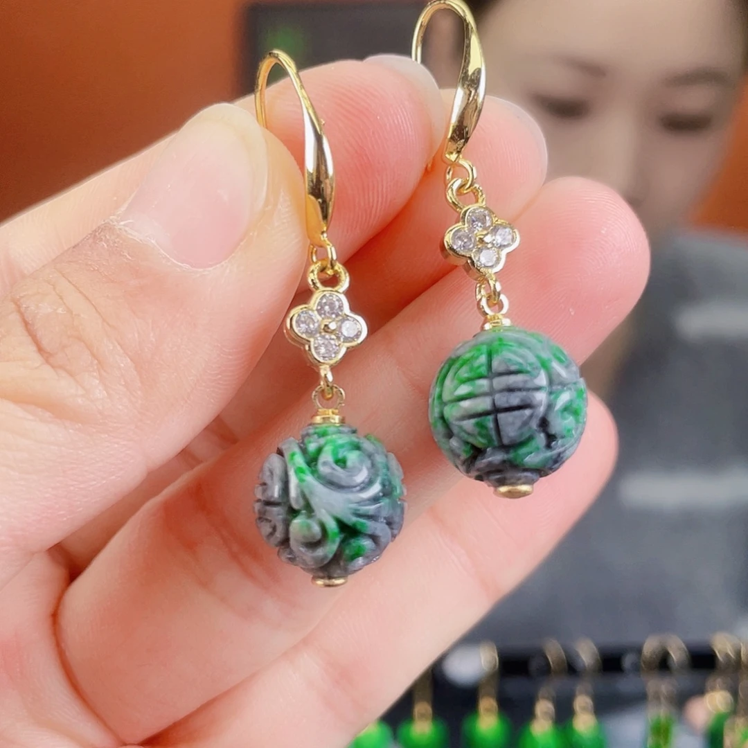 翡翠未镶嵌耳饰饰品