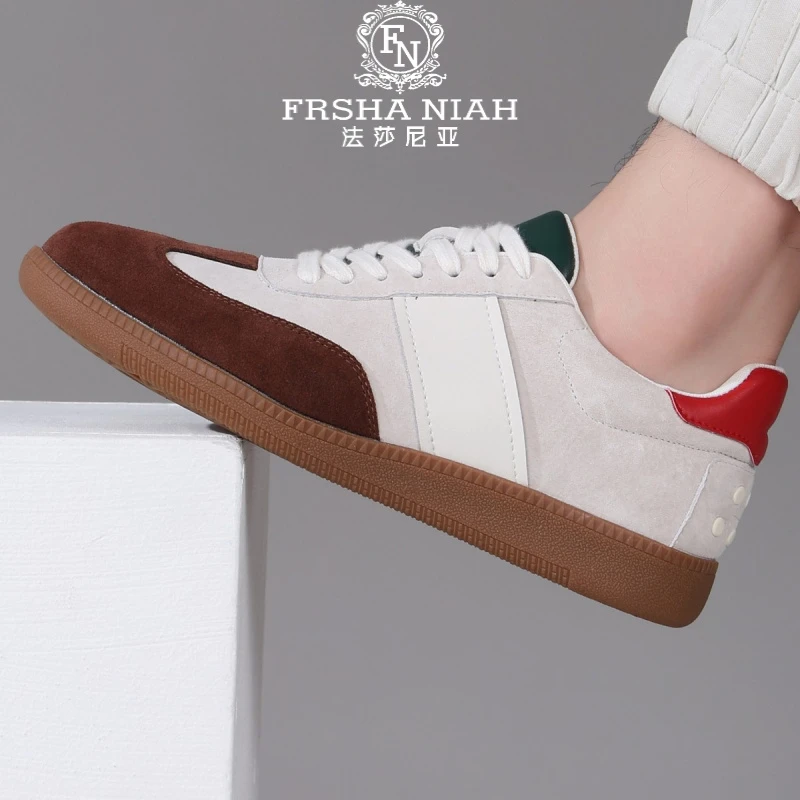 法莎尼亚秋冬季新款男士休闲百搭德训鞋透气轻便阿甘鞋拼色软底潮