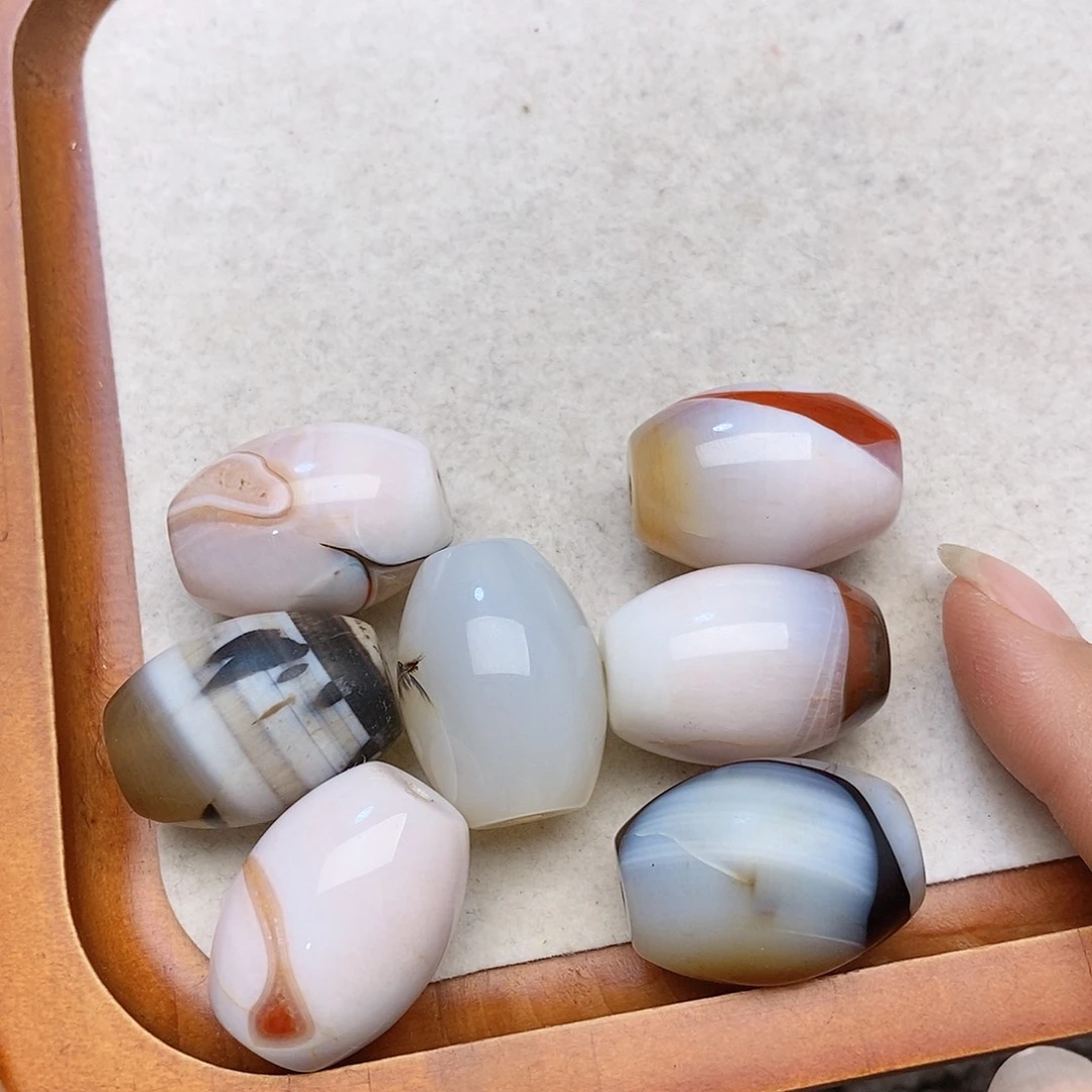 未镶嵌玛瑙/玉髓珠宝半成品打包七颗装