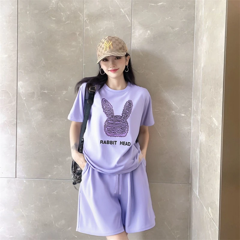 【现货运费险】两件套夏季短袖减龄套装运动休闲时尚网红洋气女253