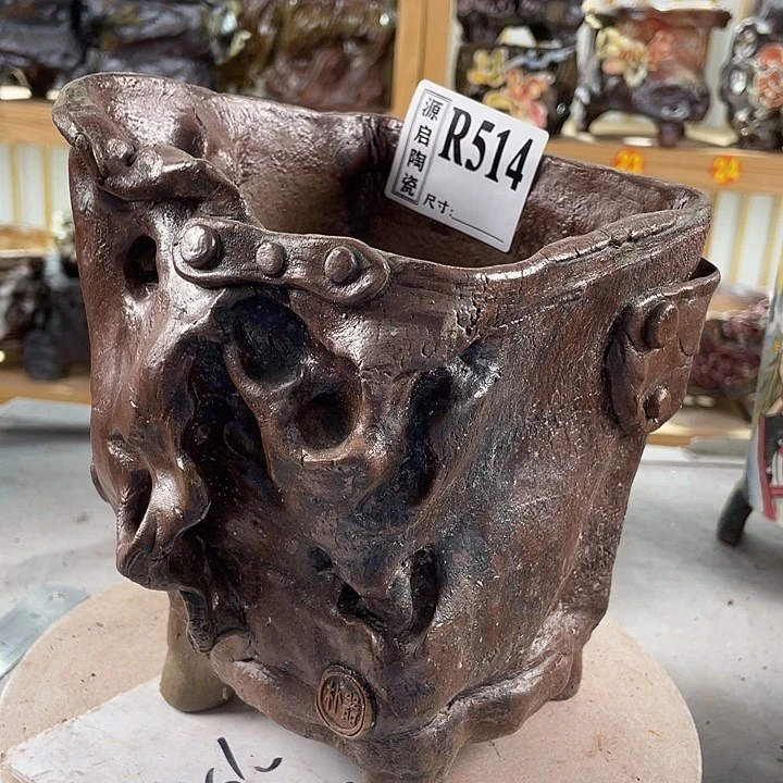 紫砂花盆景德镇陶瓷花盆514