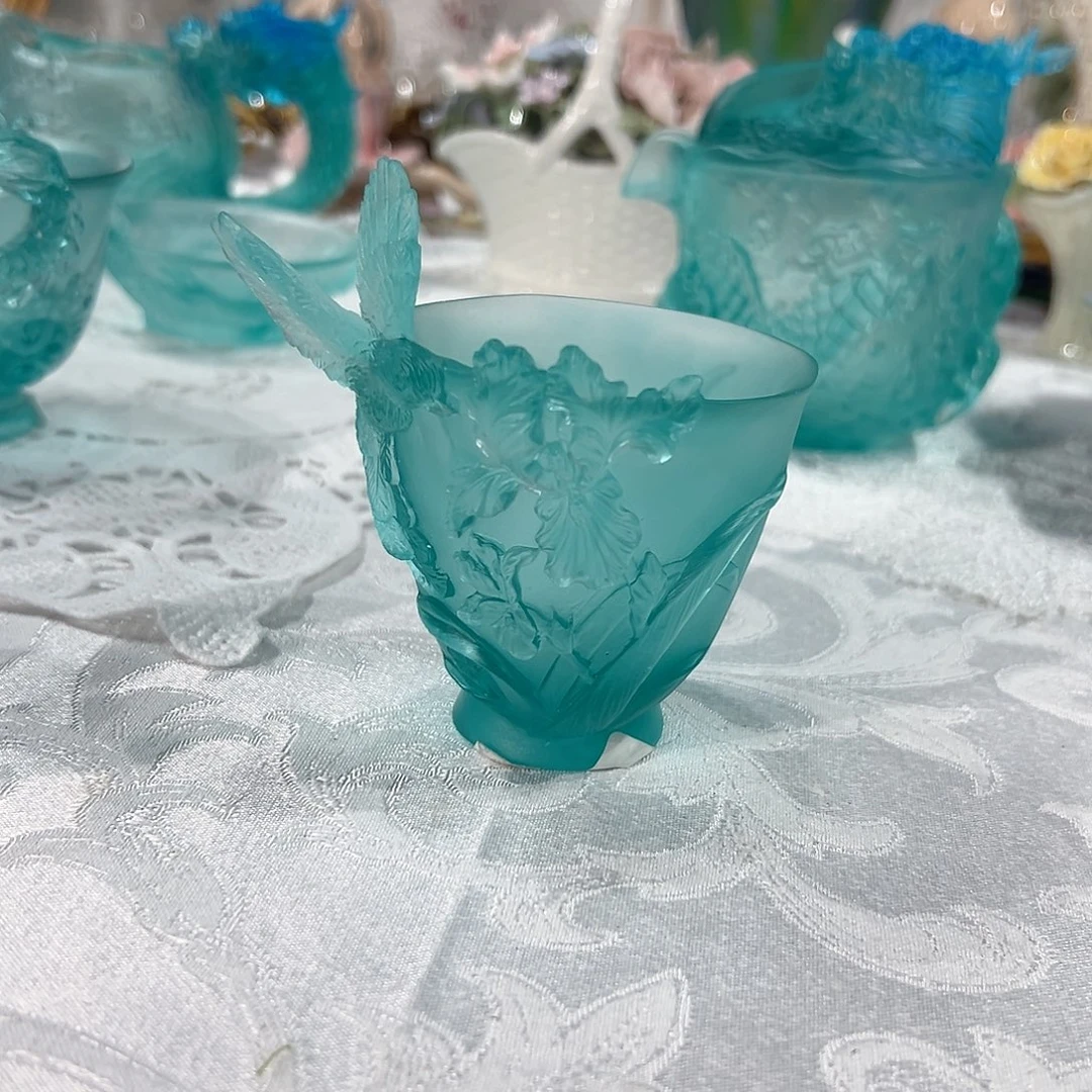 陶瓷QAA324冰蓝蜂鸟茶杯