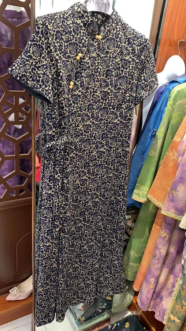 斜襟单旗袍一字扣直襟日常旗袍花色网红夏季温婉风