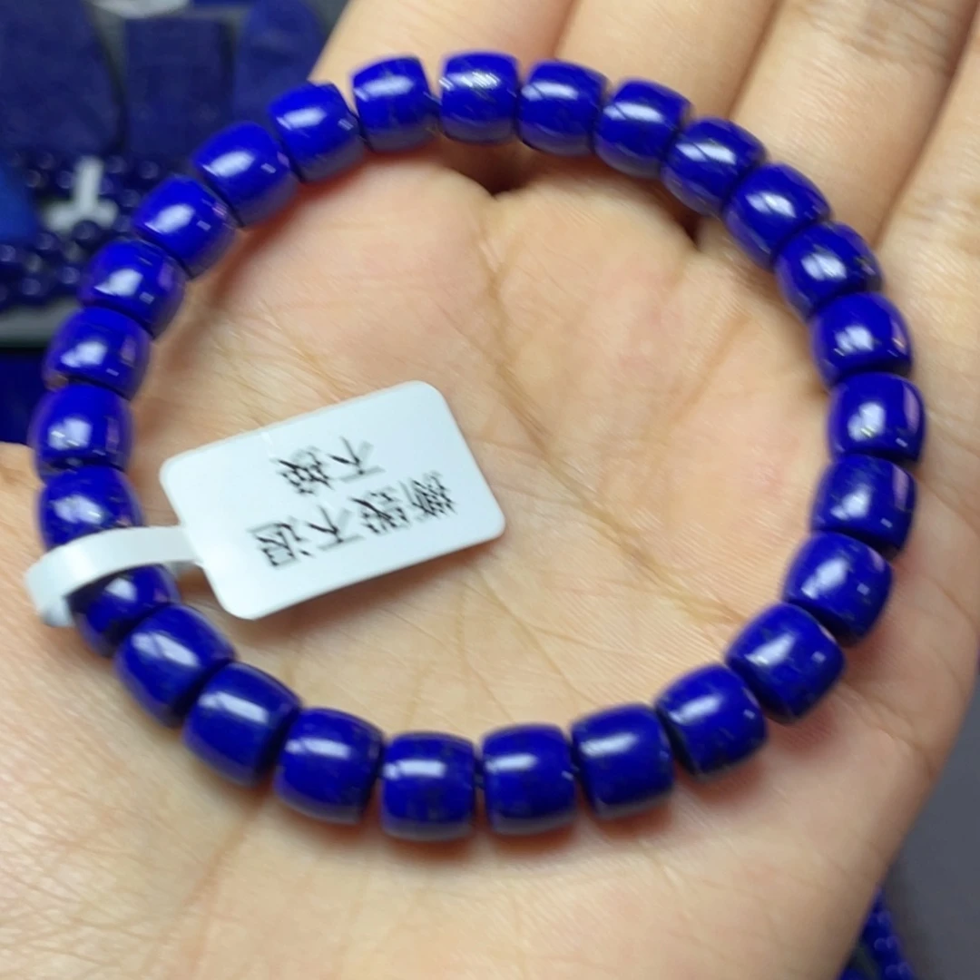 青金石未镶嵌8×6mm直切手串