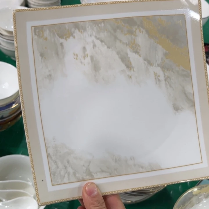 瓷片海岸八寸海派盘四个微瑕