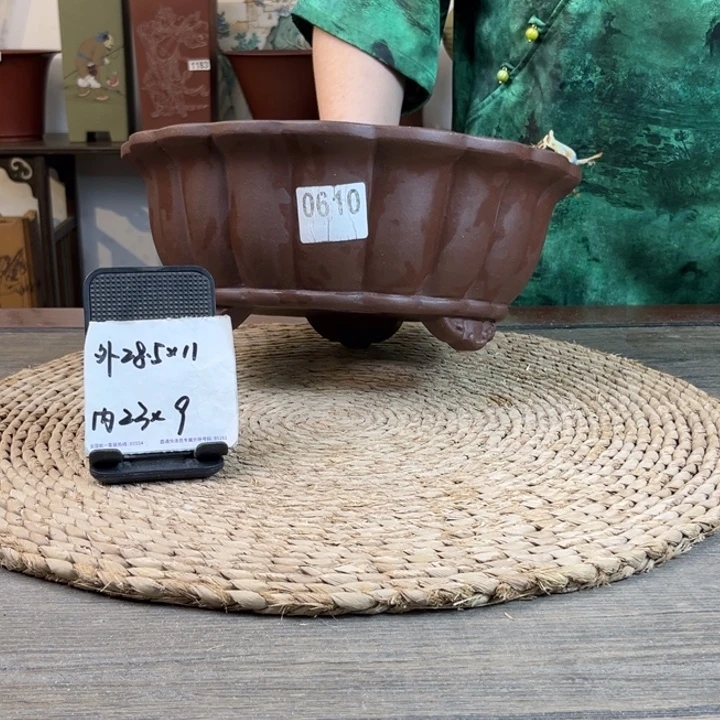 紫砂花盆 紫泥奎口筋纹0610