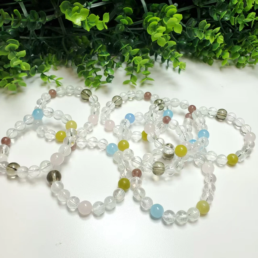 N496【赵小姐】时尚百搭白水晶多宝单圈手链多样式发其一