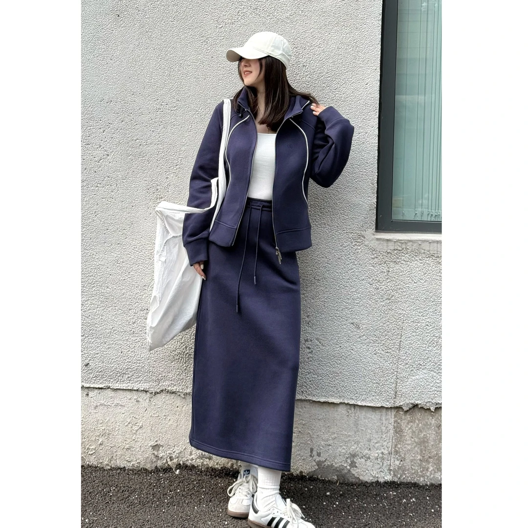 2025春款上新欧若风lulu连帽收腰显瘦时尚百搭外套+裙子22022