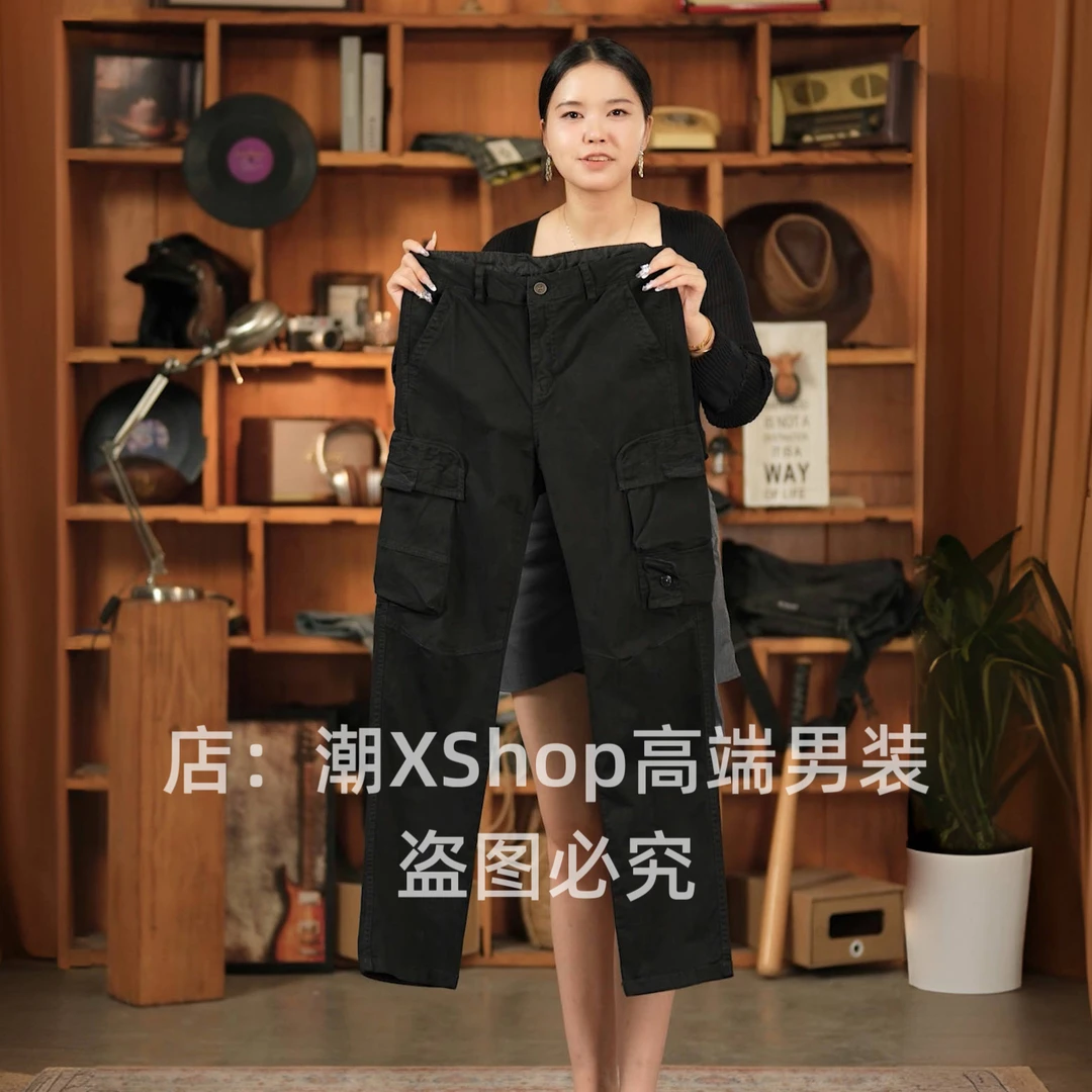 潮X秋季原创复古多口袋男士休闲工装裤宽松直筒高街潮牌百搭个性