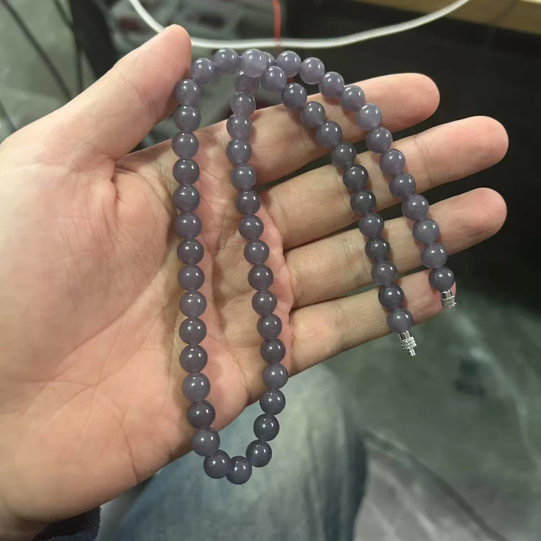 卡8mm精工设计烟紫冰透锁骨链妈妈链