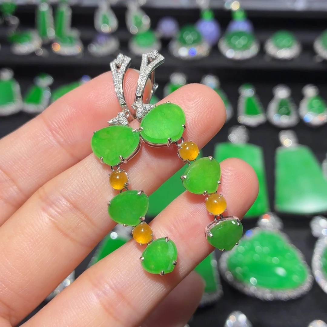 翡翠18K金镶嵌吊坠(不含链)103号