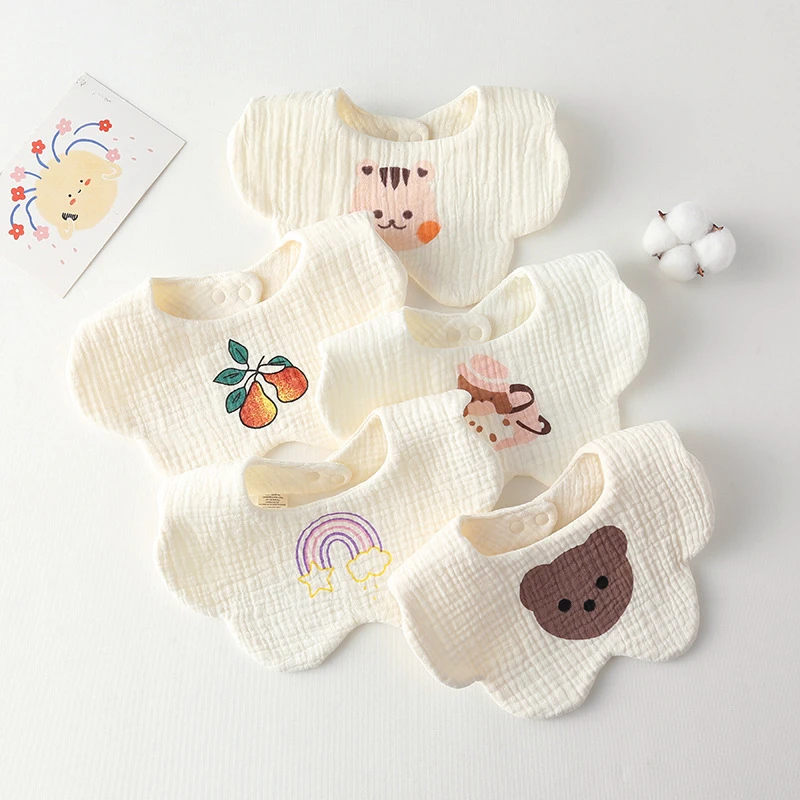 ins新款儿童围嘴6层纯棉纱布口水巾韩版新生儿宝宝婴儿口水兜柔软