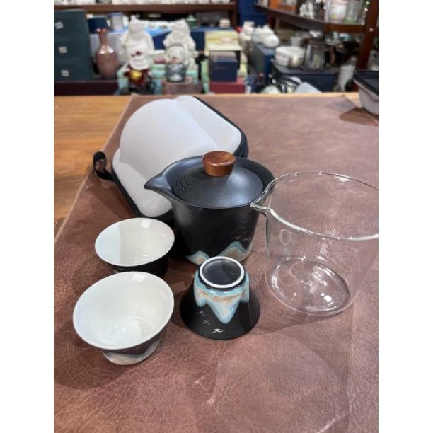 486远山黑款一壶三杯旅行茶具