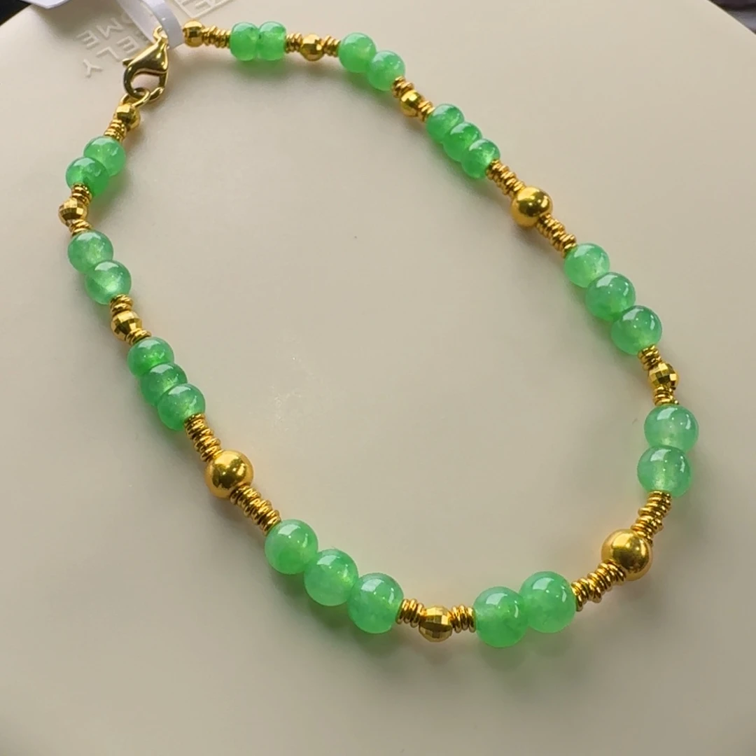 翡翠手串未镶嵌冰阳绿盘缠手串卡4.7-4.2 上新！强推！