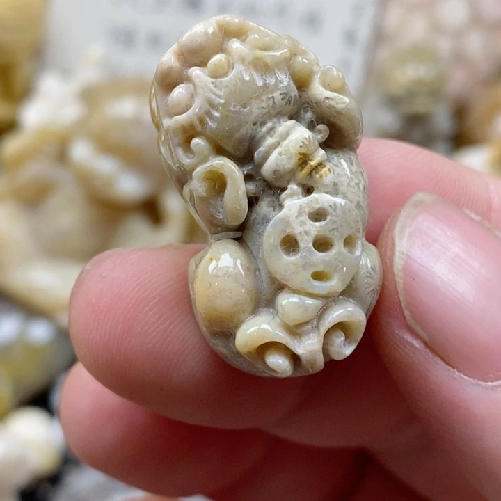 颈饰未镶嵌硅化珊瑚（珊瑚玉）小