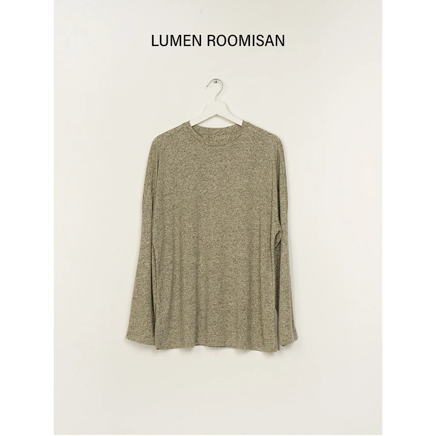 ROOMISAN/25SS【亚麻混点懒人T恤】分割圆领长袖25202