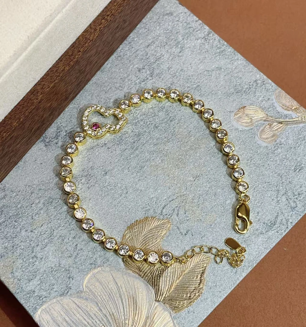 B06金色白钻泡泡葫芦手链