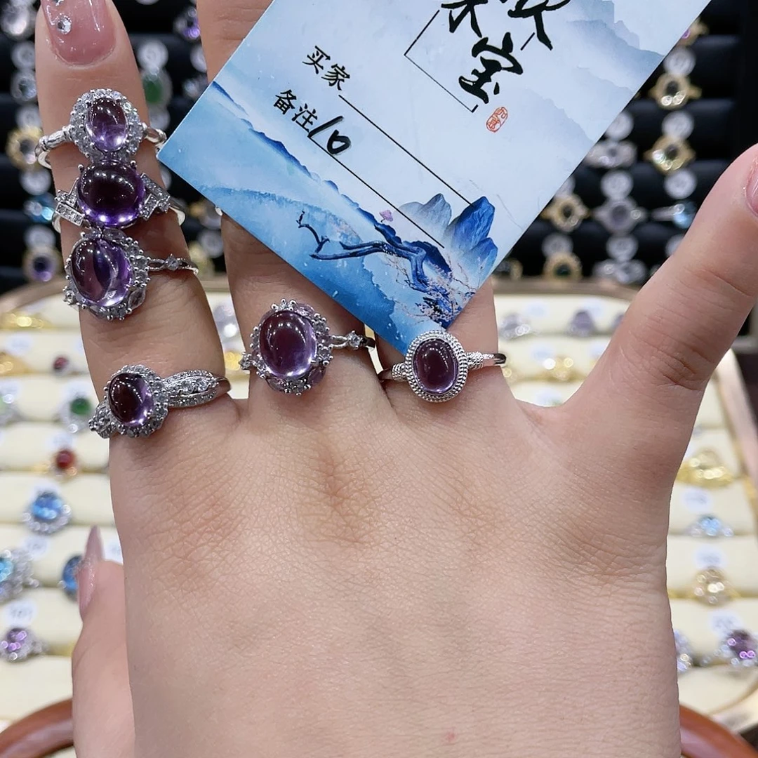 紫晶戒指银S925镶嵌o***o戒指10