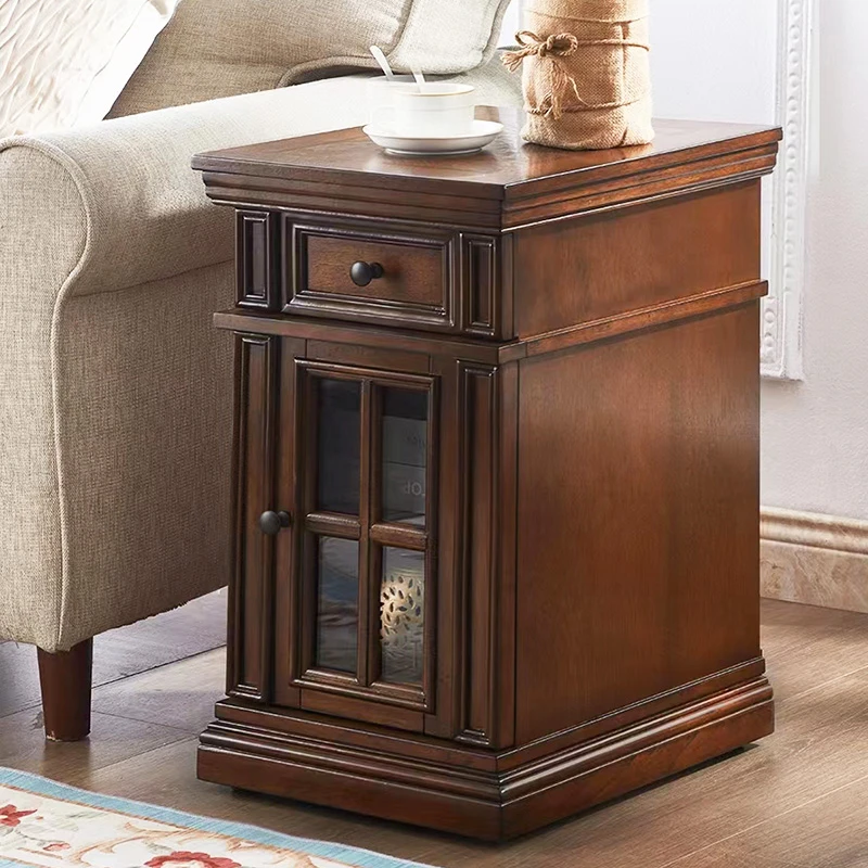 美式全实木沙发边柜白蜡木角几边几床头柜