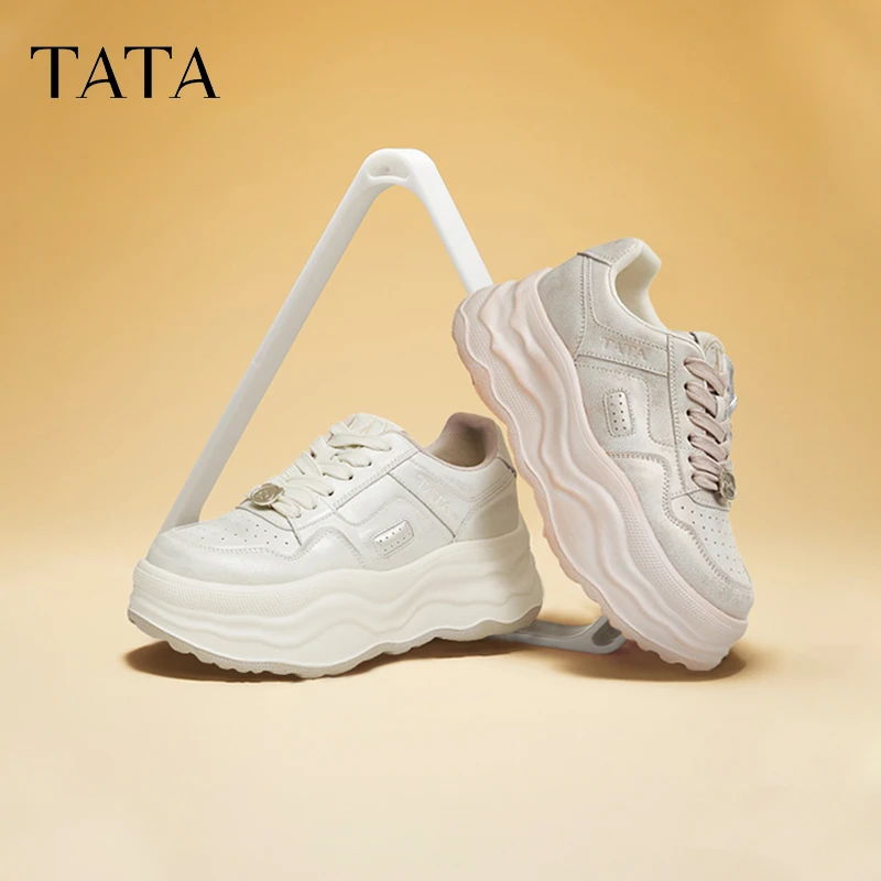 TATA他她2025春季新款厚底休闲板鞋百搭运动小白鞋松糕鞋CBT02AM5