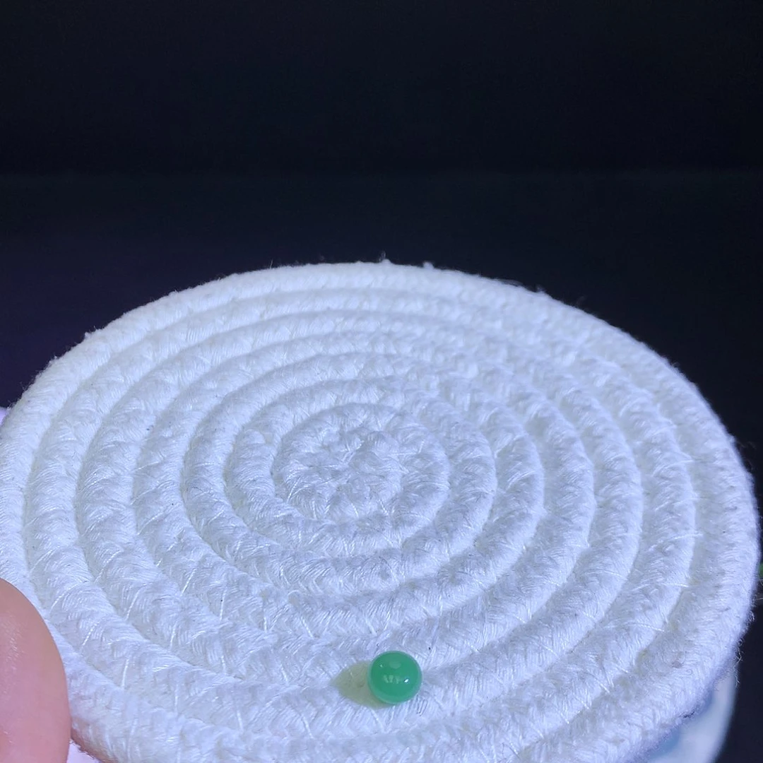 散珠翡翠天然缅甸翡翠算盘珠阳绿卡6.4厚4.6