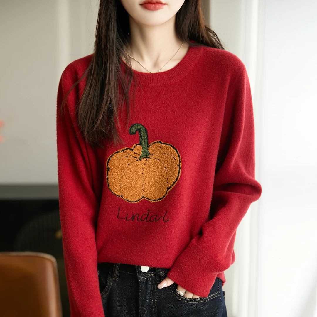 高端大码女装胖mm秋冬女士红色毛衣遮肚子显瘦上衣内搭针织打底衫