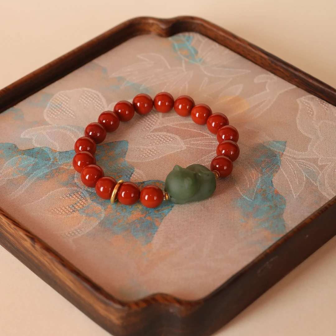 『乐小福』18K金南红单圈手链多样发货